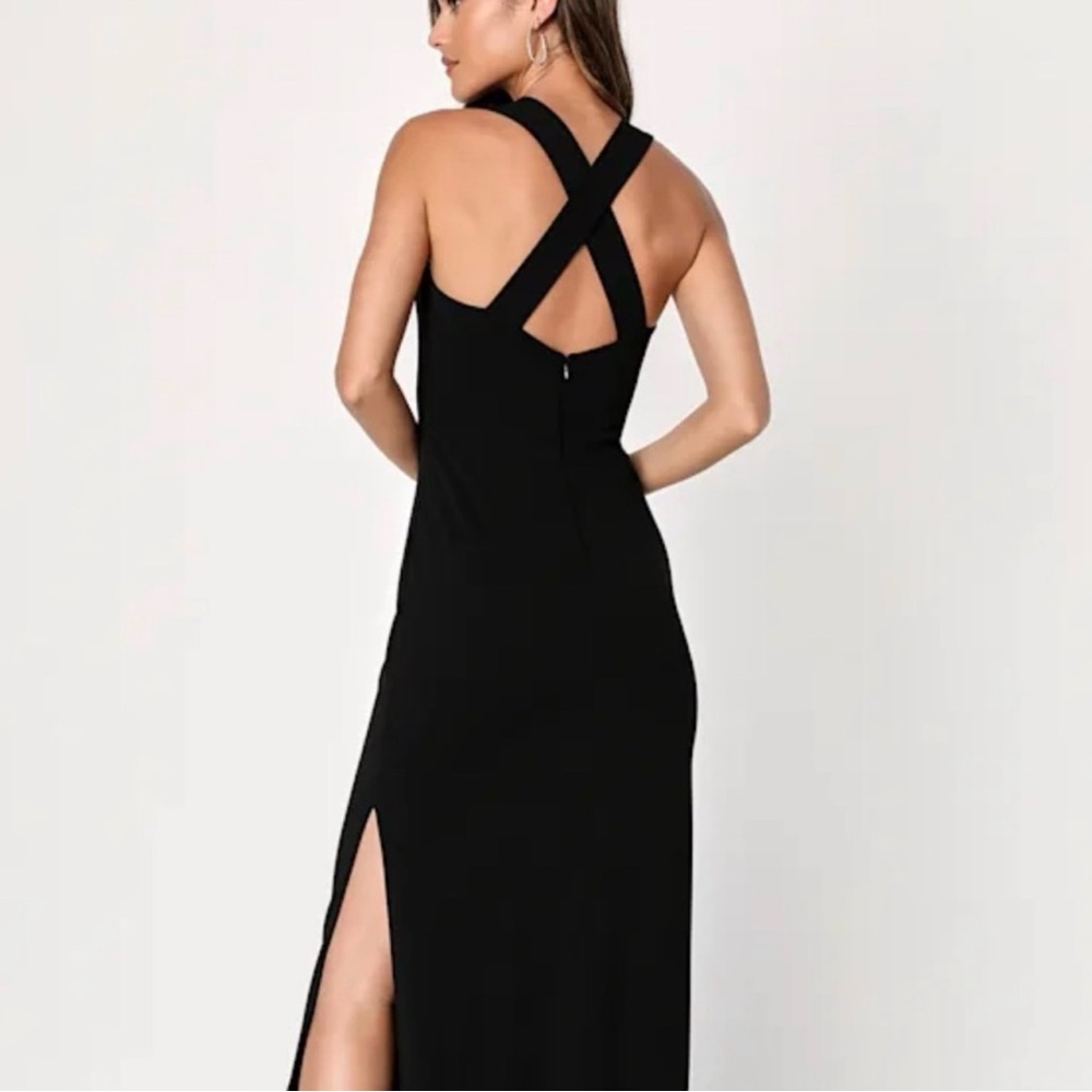 Lulus Glamorous Dedication Black Maxi Dress XS NWT Side Slit Backless Dress - Picture 12 of 16